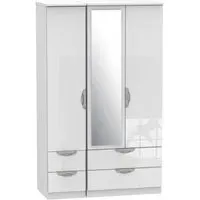 Camden 3-Door Wardrobe with Mirror - White