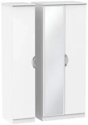 Camden 3-Door Wardrobe with Mirror - White