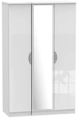 Camden 3-Door Wardrobe with Mirror - White