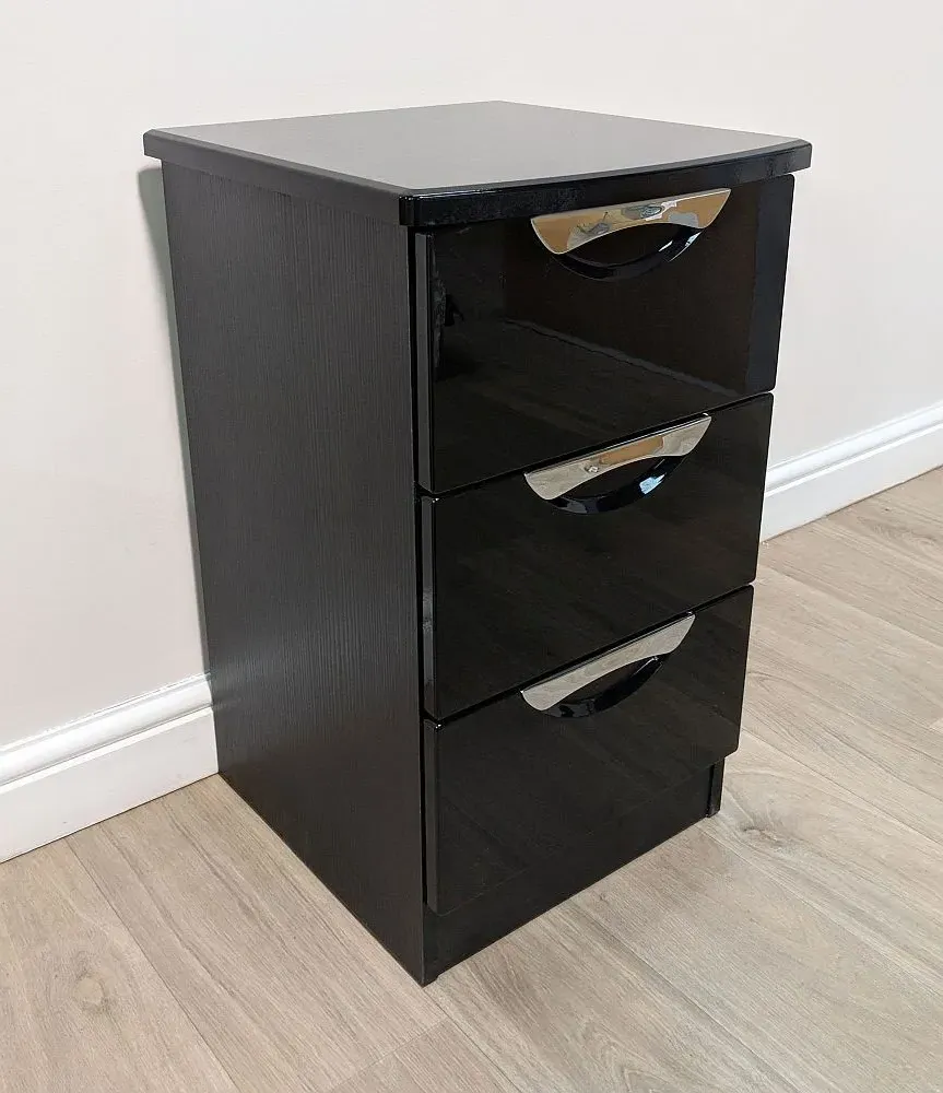 Camden 3 Drawer Bedside Cabinet - Black