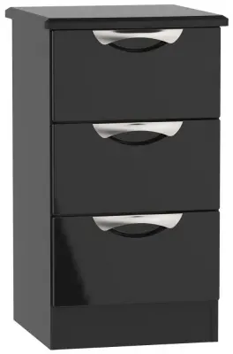 Camden 3 Drawer Bedside Cabinet - Black image