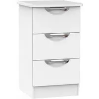 Camden 3 Drawer Bedside Cabinet - White Matt