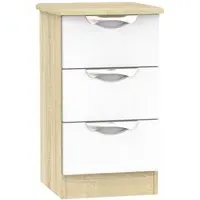 Camden 3 Drawer Bedside Cabinet - White, Oak