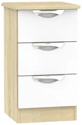 Camden 3 Drawer Bedside Cabinet - White, Oak image
