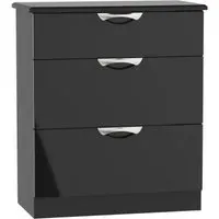 Camden 3 Drawer Deep Chest - Black