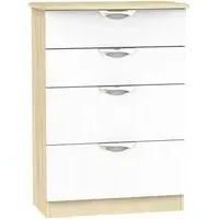 Camden 4 Drawer Deep Chest - White, Oak Effect