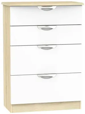 Camden 4 Drawer Deep Chest - White, Oak Effect image