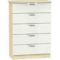 Camden 5 Drawer Chest - Kaschmir Gloss, Oak