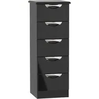 Camden 5 Drawer Narrow Chest - Black