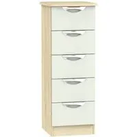 Camden 5 Drawer Narrow Chest - Cashmere, Oak Effect