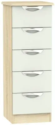 Camden 5 Drawer Narrow Chest - Cashmere, Oak Effect image