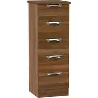 Camden 5 Drawer Narrow Chest - Noche Walnut