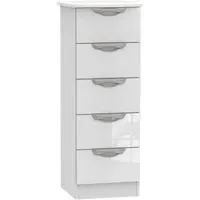 Camden 5 Drawer Narrow Chest - White