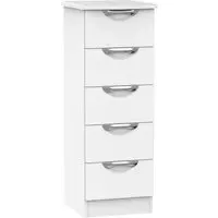 Camden 5 Drawer Narrow Chest - White Matt