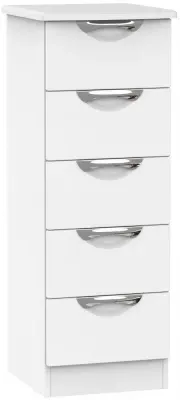 Camden 5 Drawer Narrow Chest - White Matt image