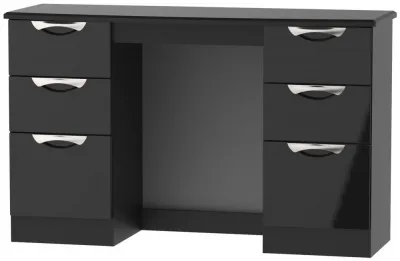Camden 6 Drawer Double Dressing Table - Black Gloss