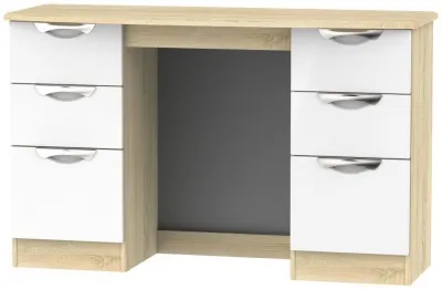 Camden 6 Drawer Double Dressing Table - White Gloss