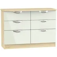 Camden 6 Drawer Midi Chest - Cashmere, Oak Effect