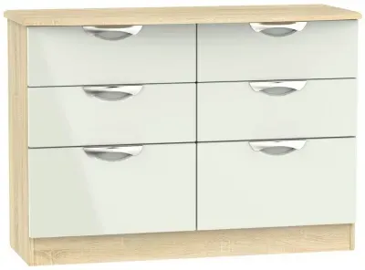 Camden 6 Drawer Midi Chest - Cashmere, Oak Effect image