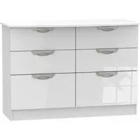 Camden 6 Drawer Midi Chest - White, High Gloss