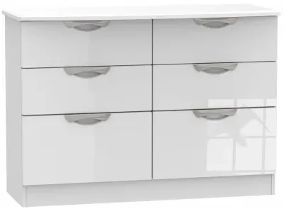 Camden 6 Drawer Midi Chest - White, High Gloss image