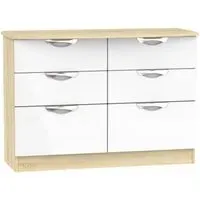 Camden 6 Drawer Midi Chest - White, Oak