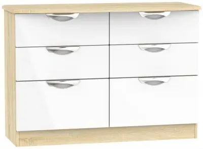 Camden 6 Drawer Midi Chest - White, Oak image