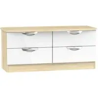 Camden Bed Box with Storage - White Gloss, Oak Effect