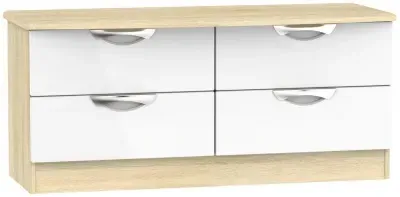 Camden Bed Box with Storage - White Gloss, Oak Effect image