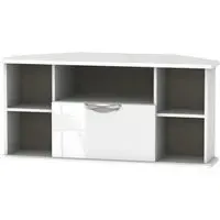 Camden Corner TV Unit with Drawer - White Gloss