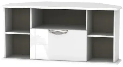 Camden Corner TV Unit with Drawer - White Gloss