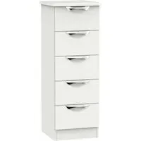 Camden Narrow 5 Drawer Chest - Light Grey