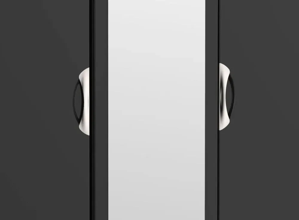 Camden Tall 3 Door Triple Wardrobe with Mirror - Black