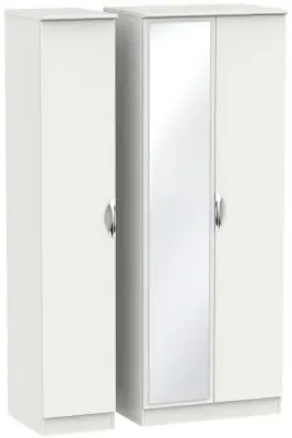 Camden Tall 3 Door Triple Wardrobe with Mirror - Light Grey