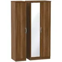 Camden Tall 3 Door Triple Wardrobe with Mirror - Walnut