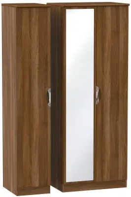 Camden Tall 3 Door Triple Wardrobe with Mirror - Walnut