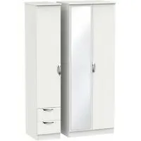 Camden Tall 3-Door Wardrobe with Mirror and Drawers - Light Grey