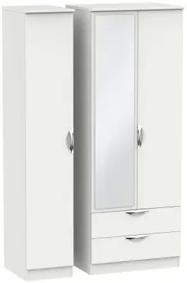 Camden Tall 3-Door Wardrobe with Mirror and Drawers - Light Grey