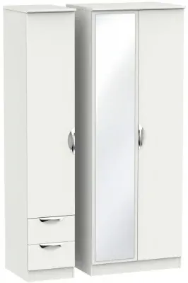 Camden Tall 3-Door Wardrobe with Mirror and Drawers - Light Grey
