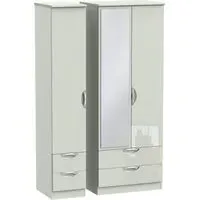 Camden Tall 3 Door Wardrobe with Mirror - Cashmere