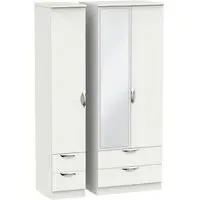 Camden Tall 3-Door Wardrobe with Mirror - Light Grey