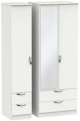 Camden Tall 3-Door Wardrobe with Mirror - Light Grey