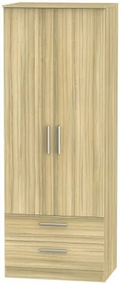 Contrast 2 Door 2 Drawer Wardrobe - Cocobolo, Oak