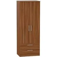 Contrast 2 Door 2 Drawer Wardrobe - Noche Walnut