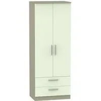 Contrast 2 Door 2 Drawer Wardrobe - Vanilla