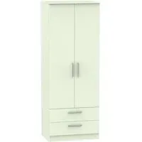Contrast 2 Door 2 Drawer Wardrobe - Vanilla
