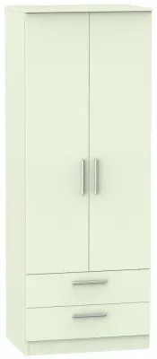 Contrast 2 Door 2 Drawer Wardrobe - Vanilla