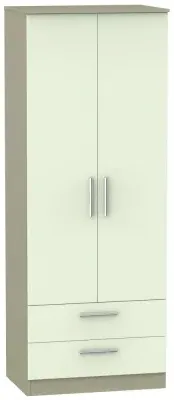 Contrast 2 Door 2 Drawer Wardrobe - Vanilla