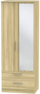 Contrast 2 Door Combi Wardrobe with Mirror - Cocobolo, Oak