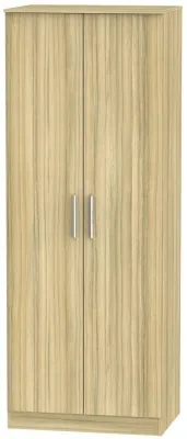 Contrast 2 Door Tall Wardrobe - Cocobolo, Oak